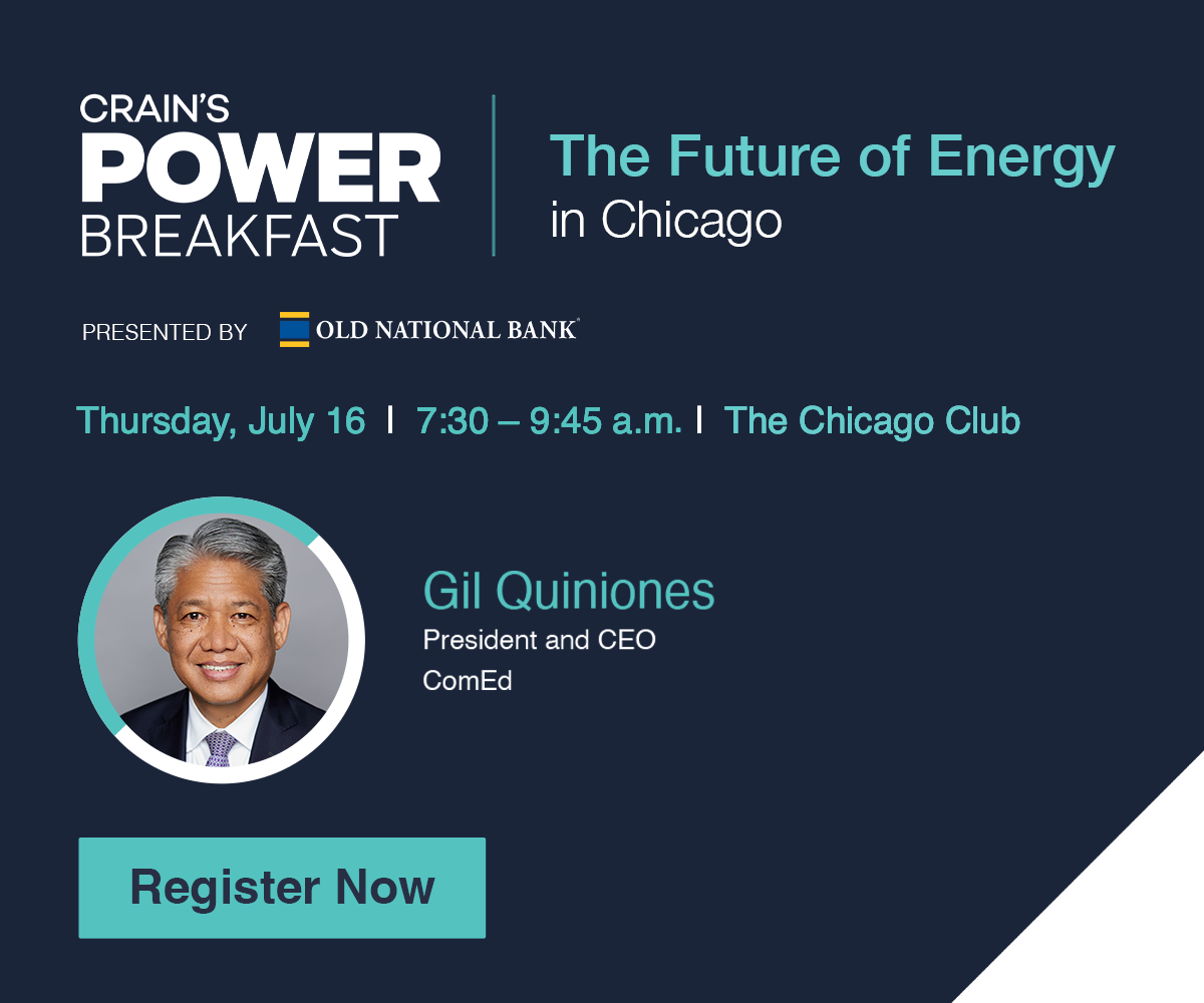 Power Breakfast, The future of energy in Chicago Event, Gil Quiniones, Thursday July 16, Chicago Club